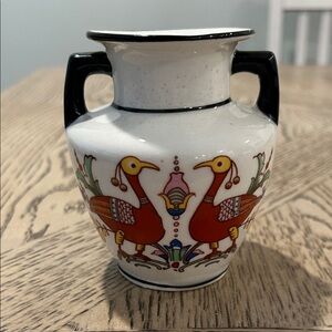 Vintage Czechoslovakian Vase with Bird Design